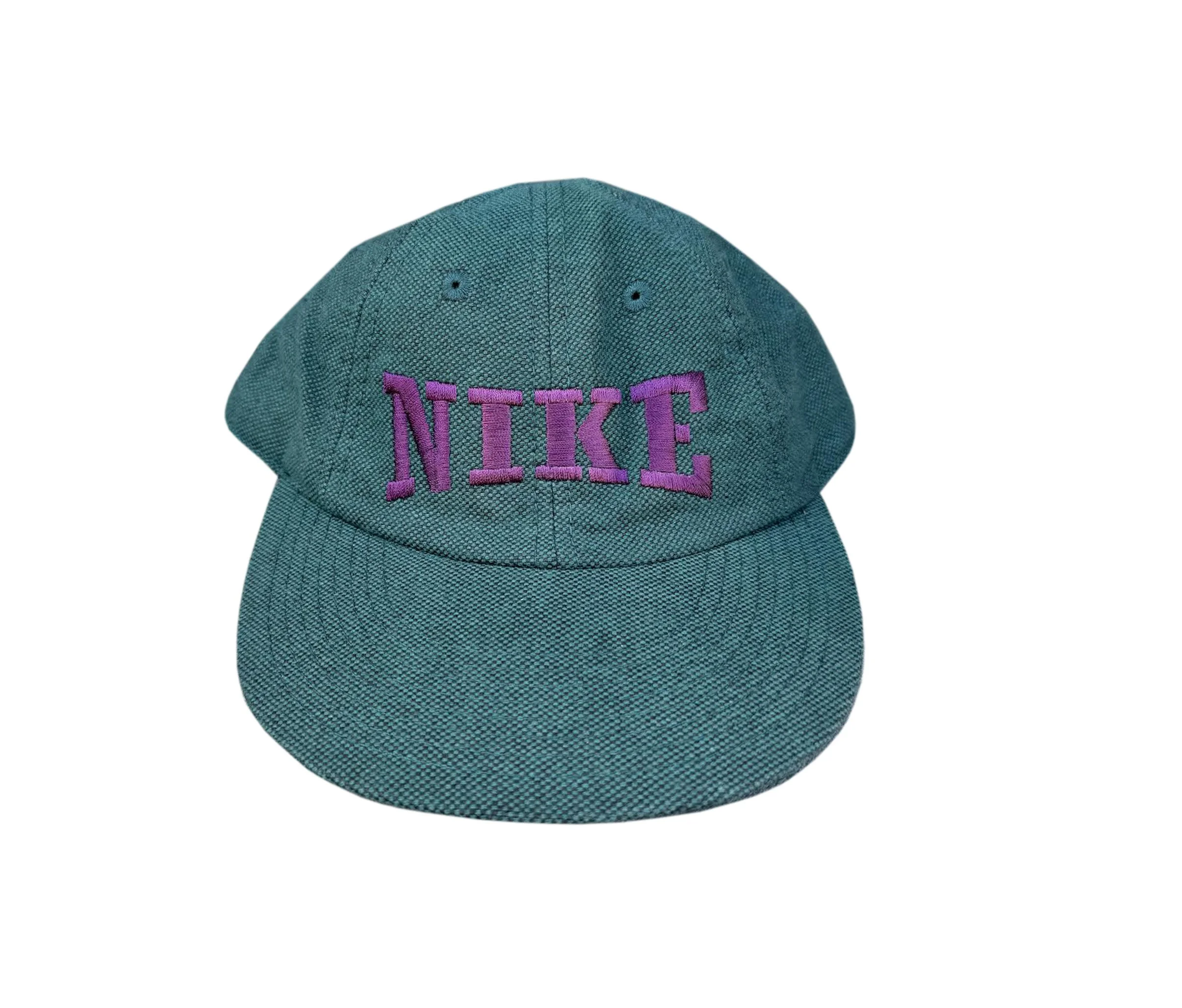 Vintage Nike Spell Out Green / Burgundy Zipperback Hat — RootsBK